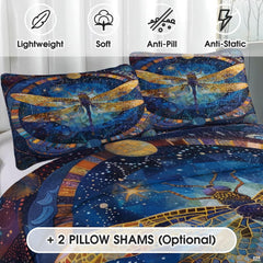 Close view of dragonfly medallion pillow artwork