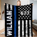 Thin striped bedding set showing distressed American flag graphic with vivid blue accent on black.