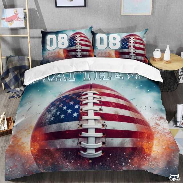 Custom American Football with Patriotic Flag Comforter