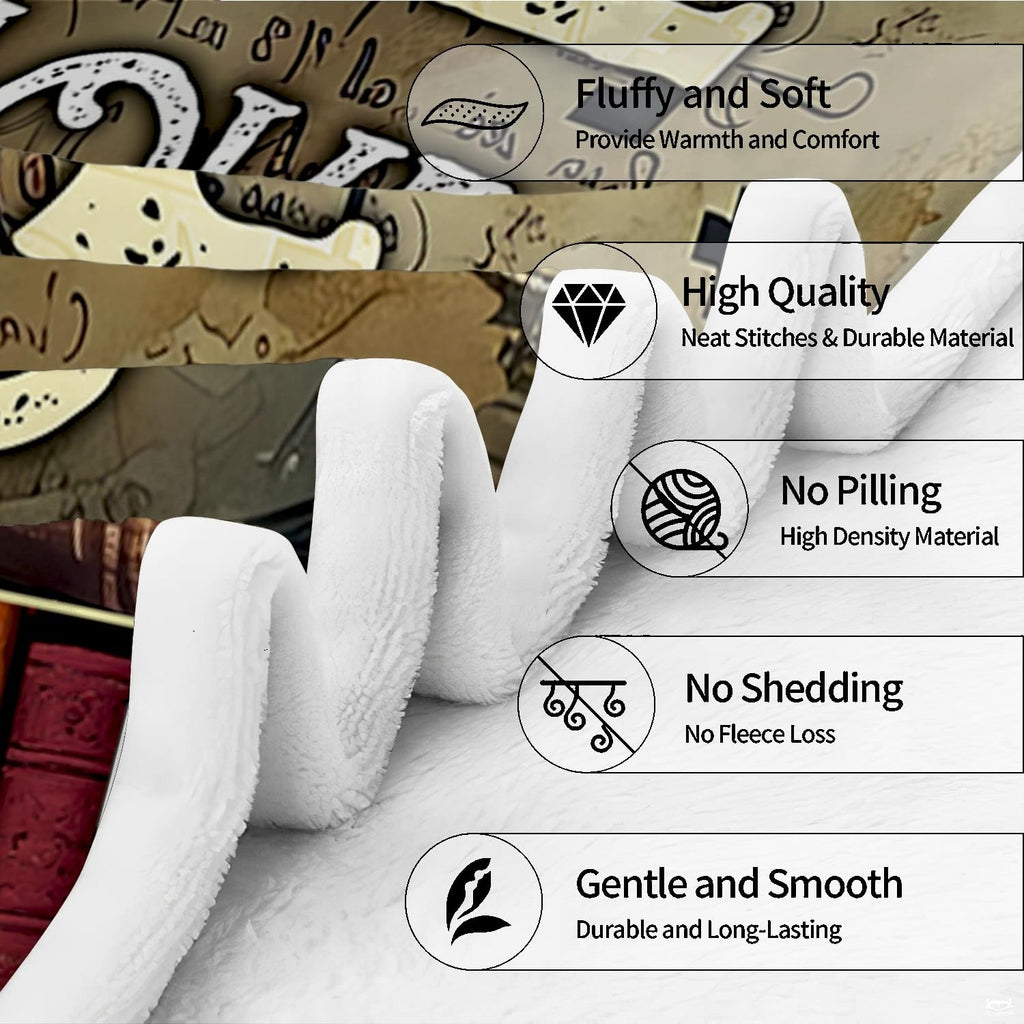 Full graphic layout of blossom tree reader girl throw blanket showing all artistic details.