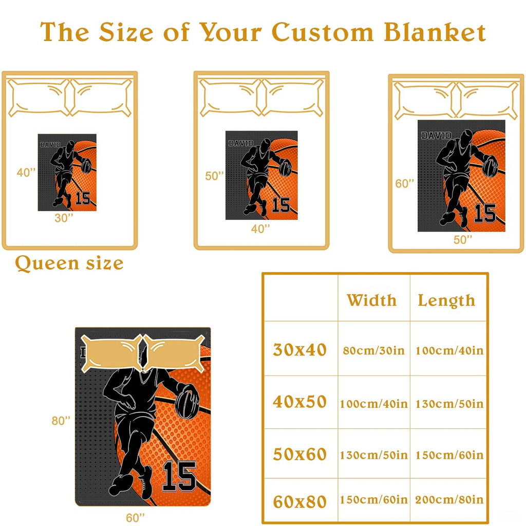 Personalized Basketball Player Silhouette Blanket with Name and Number