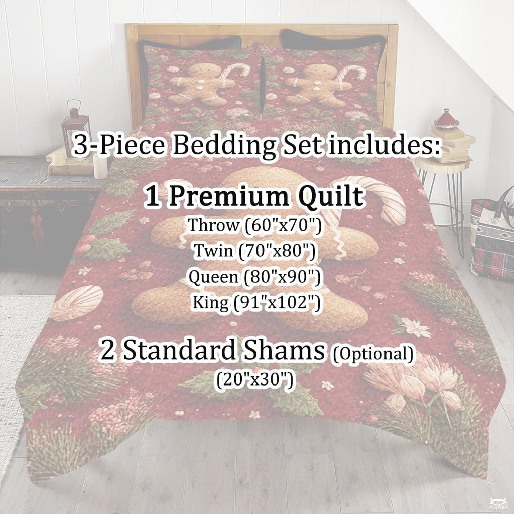 Christmas Bedding Quilt – Soft Microfiber Holiday Bedspread, Lightweight Winter Bedding, Cozy Xmas Quilts for Couch, Bedroom & Seasonal Home Decorations (Christmas Quilt-DS03)