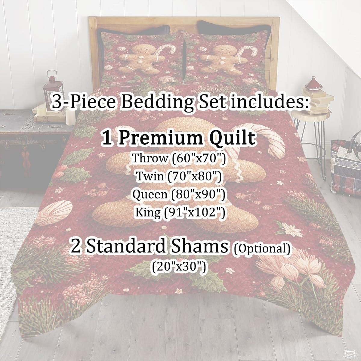 Christmas Bedding Quilt – Soft Microfiber Holiday Bedspread, Lightweight Winter Bedding, Cozy Xmas Quilts for Couch, Bedroom & Seasonal Home Decorations (Christmas Quilt-DS03)