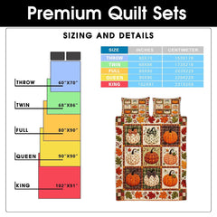 Farmhouse bedroom decor styling featuring a rustic pumpkin patchwork bedding set