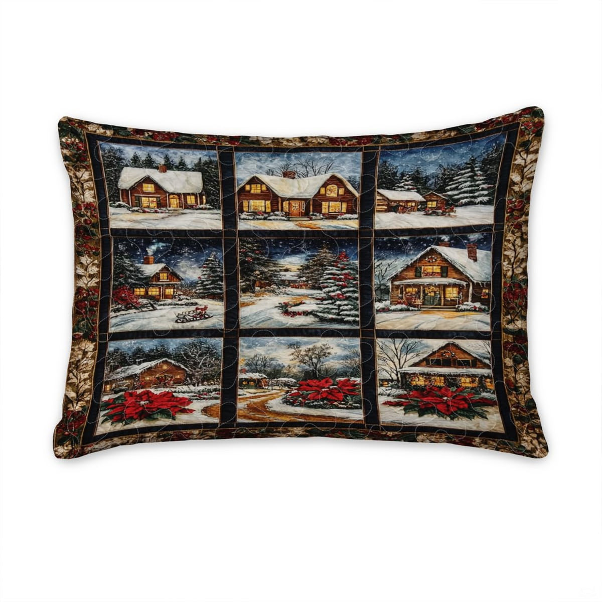 Matching pillowcase detail for winter bedding set featuring coordinating gingerbread snowman artwork