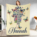 Whimsigoth bedding featuring an ornate floral cross with watercolor butterflies on light cream.