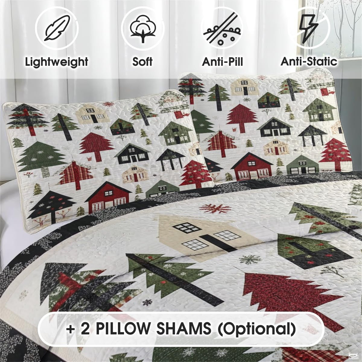 Matching pillowcase detail for winter bedding set featuring coordinating snowy snowman artwork