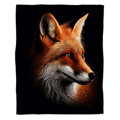 Close up view of detailed rust and burnt orange fur strokes on fox bedding single design.