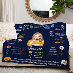 Personalized Morning Affirmations Floral Blanket, Lightweight