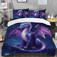 Starry dragon bedding shown in a modern bedroom