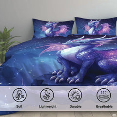 Close view of purple starry dragon artwork