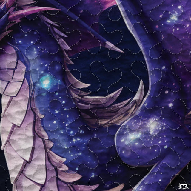 Fantasy Winged Dragon Comforter Set with Starry Nebula Pattern And Bedroom Setting
