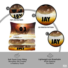 Personalized Basketball Glowing Light Burst Comforter with Name and Number