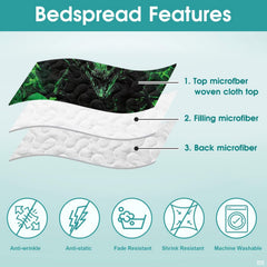 Matching pillowcase detail for fantasy bedding set featuring coordinating green magma artwork