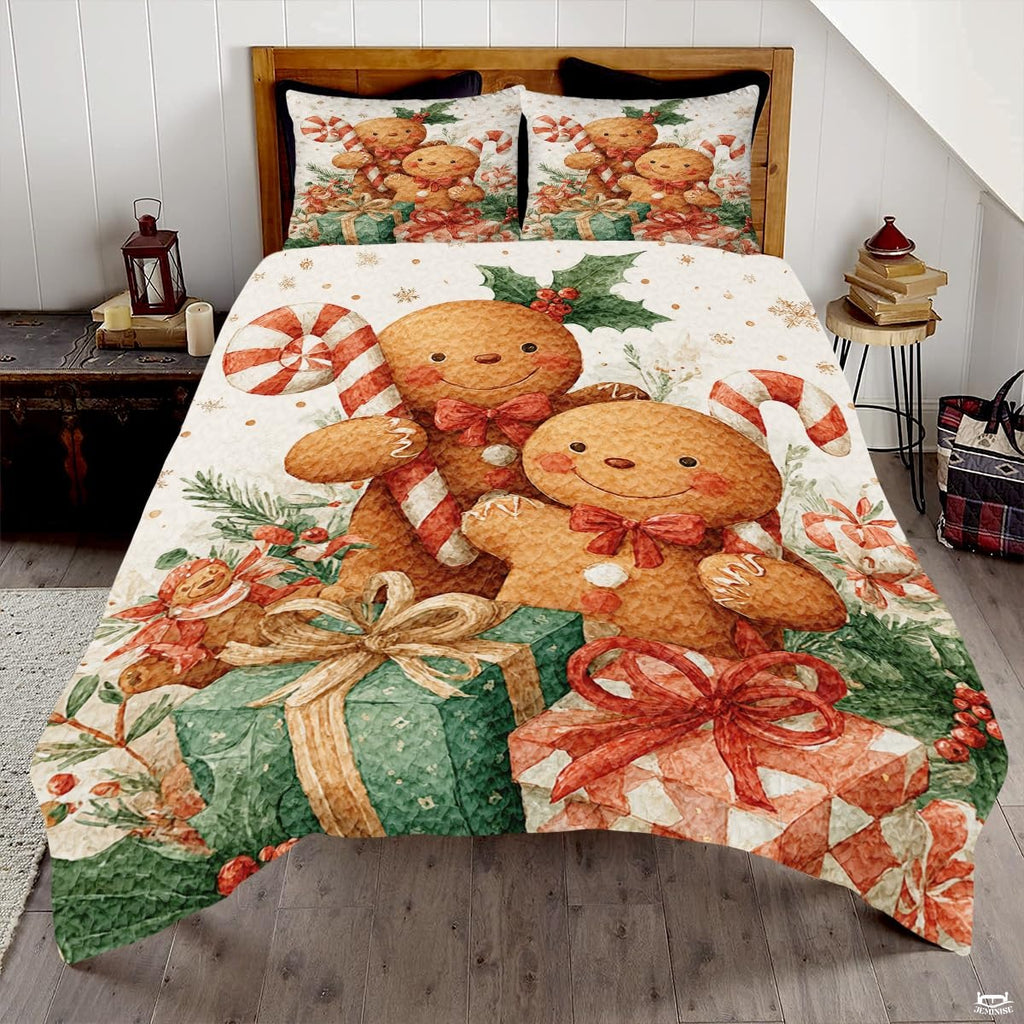 Christmas Bedding Quilt – Soft Microfiber Holiday Bedspread, Lightweight Winter Bedding, Cozy Xmas Quilts for Couch, Bedroom & Seasonal Home Decorations (Christmas Quilt-DS04)