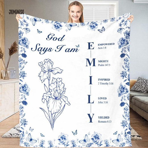 Jeminise Custom Bible Verse Christian Blanket, Personalized Inspirational Bedding