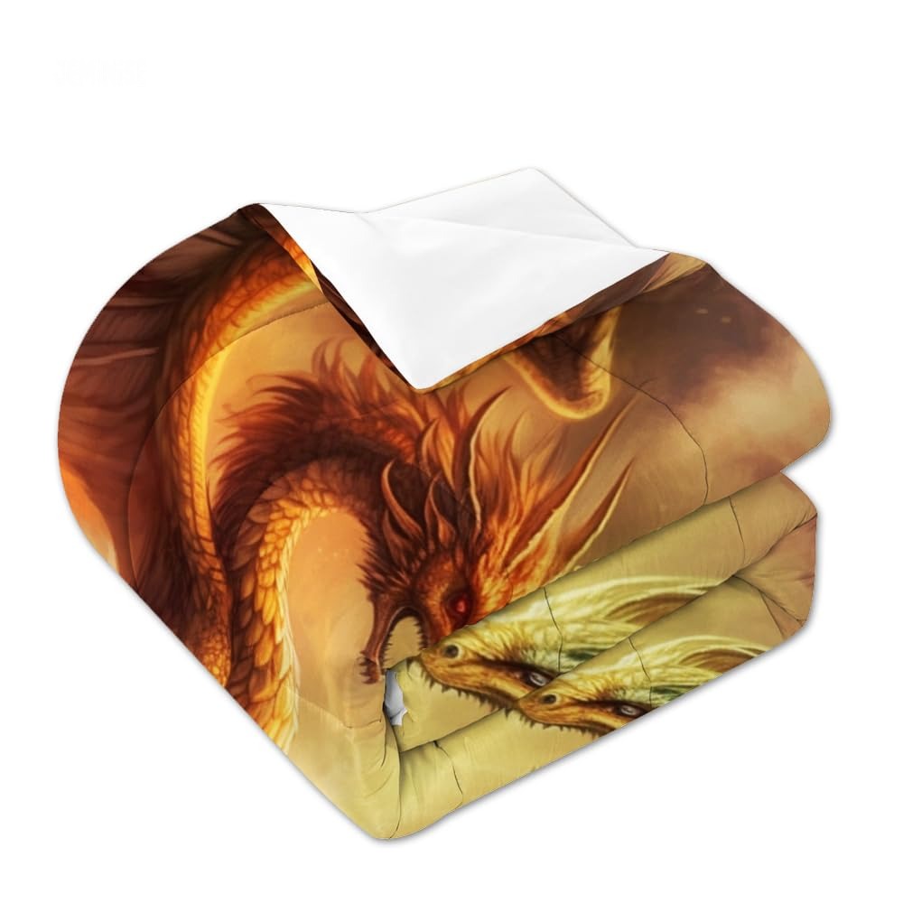 Jeminise Dragon on Cliff Comforter Set, Fantasy Bedding