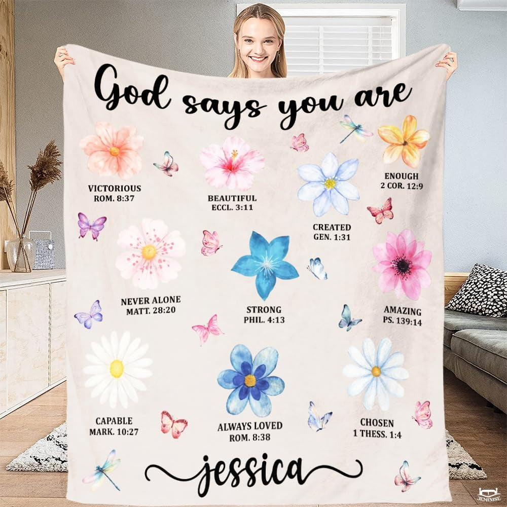 Custom Inspirational Bible Verse Floral Blanket