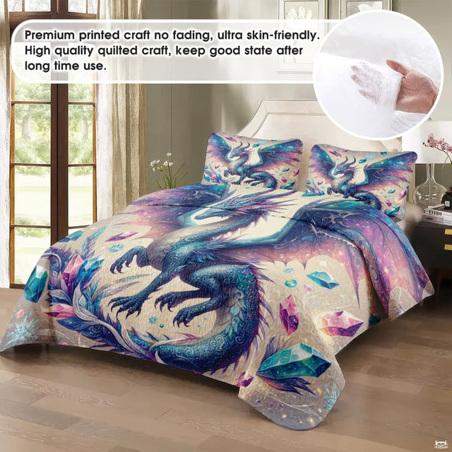 Close-up view of dragon bedding highlighting detailed faceted crystals, sapphire wings, and stardust