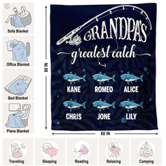 Angle presentation of script calligraphy and organized fish tiers on Blanket.