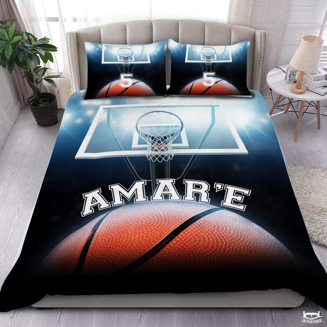 Personalized Basketball Below Hoop Comforter with Name and Number Design 1