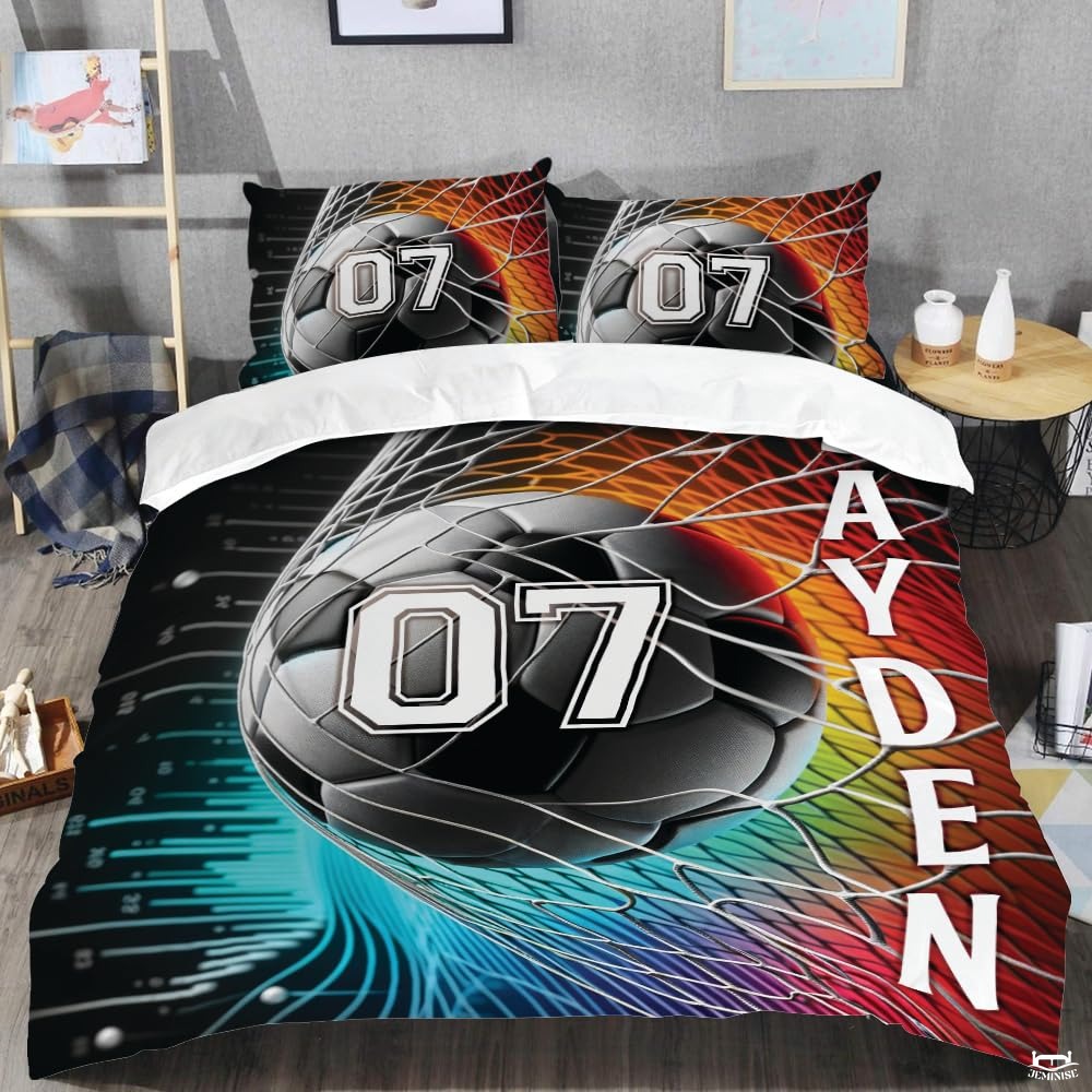 Custom Soccer Ball Net Comforter Set, Machine Washable
