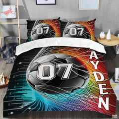 Custom Soccer Ball Net Comforter Set, Machine Washable