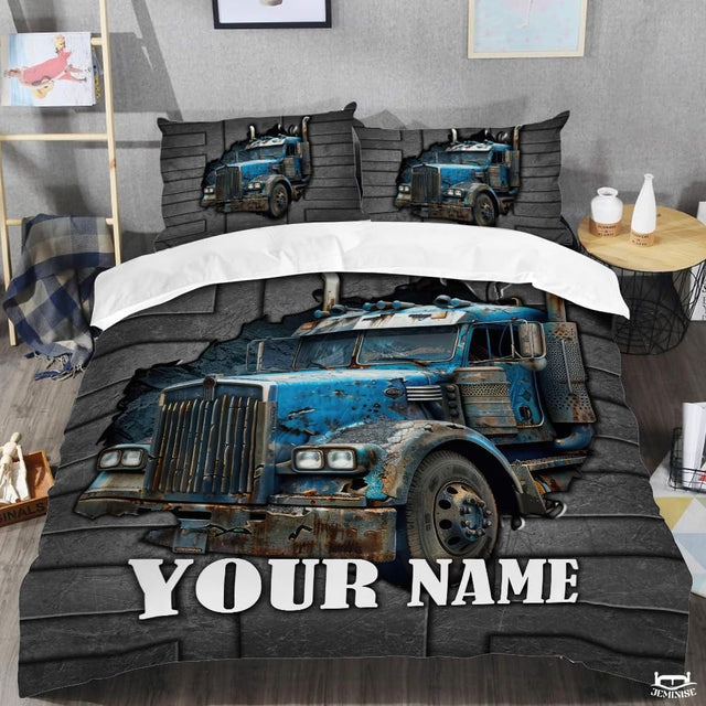 Custom Trucking Semi Truck Breaking Through Stone Wall Vintage Comforter