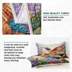 Hummingbird floral bedding detail infographic