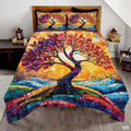 Custom Celtic Tree of Life Quilt Set with Colorful Mosaic Sunburst