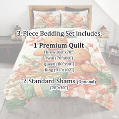 Christmas Bedding Quilt – Soft Microfiber Holiday Bedspread, Lightweight Winter Bedding, Cozy Xmas Quilts for Couch, Bedroom & Seasonal Home Decorations (Christmas Quilt-DS04)