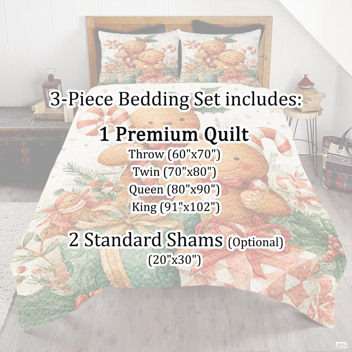Christmas Bedding Quilt – Soft Microfiber Holiday Bedspread, Lightweight Winter Bedding, Cozy Xmas Quilts for Couch, Bedroom & Seasonal Home Decorations (Christmas Quilt-DS04)