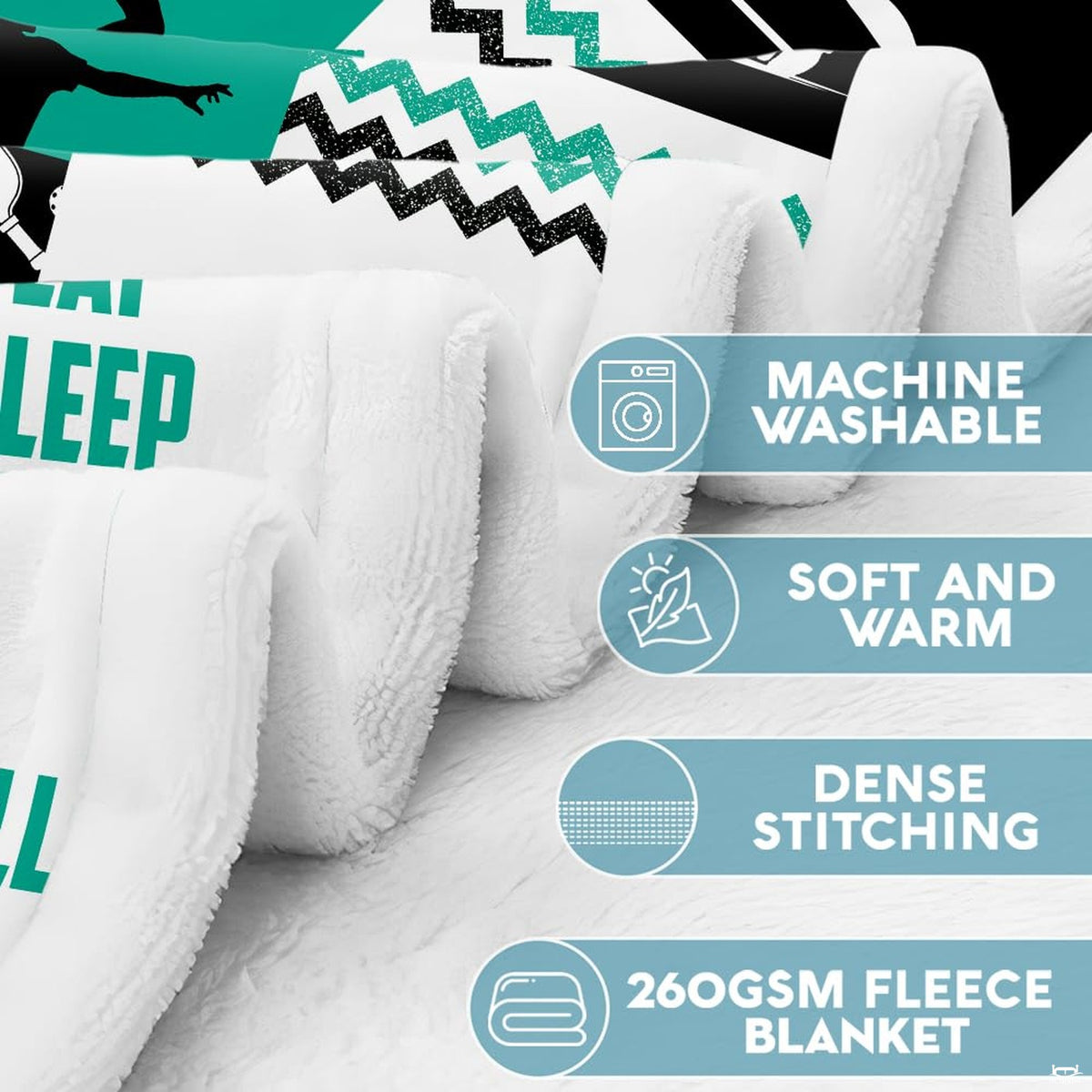 Pickleball patchwork pattern with player silhouettes and teal chevrons, view 3.
