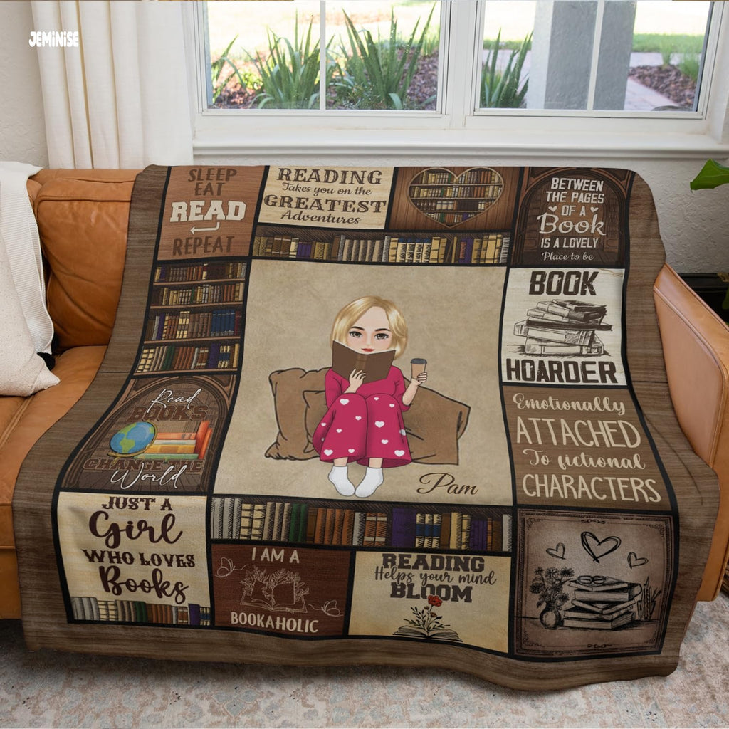 Jeminise Customized Reading Blanket for Book Lovers, Personalized Daughter Gift