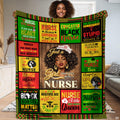 Black nurse appreciation patchwork design with pan-African panels and medical emblems, view 1.