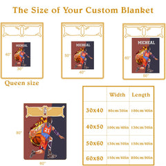 Personalized Basketball Player Front Blanket with Name and Number