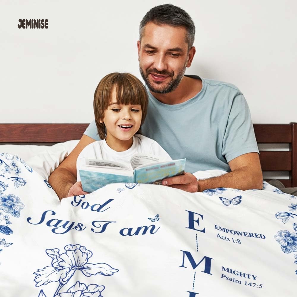 Jeminise Custom Bible Verse Christian Blanket, Personalized Inspirational Bedding