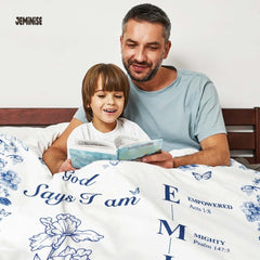 Jeminise Custom Bible Verse Christian Blanket, Personalized Inspirational Bedding