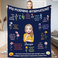 Personalized Morning Affirmations Floral Blanket, Lightweight