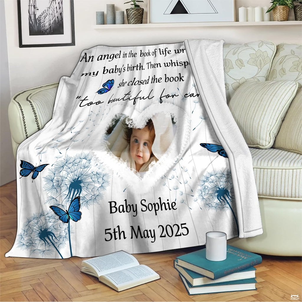 Folded view of the commemorative blanket showing perimeter border hem and print clarity.