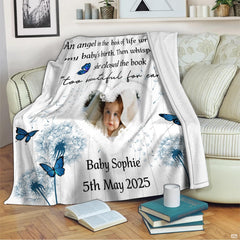 Folded view of the commemorative blanket showing perimeter border hem and print clarity.