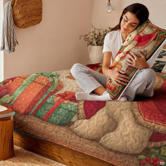 thematic accent bedroom decor featuring holiday teddy bear and cheerful snowman holiday motifs.