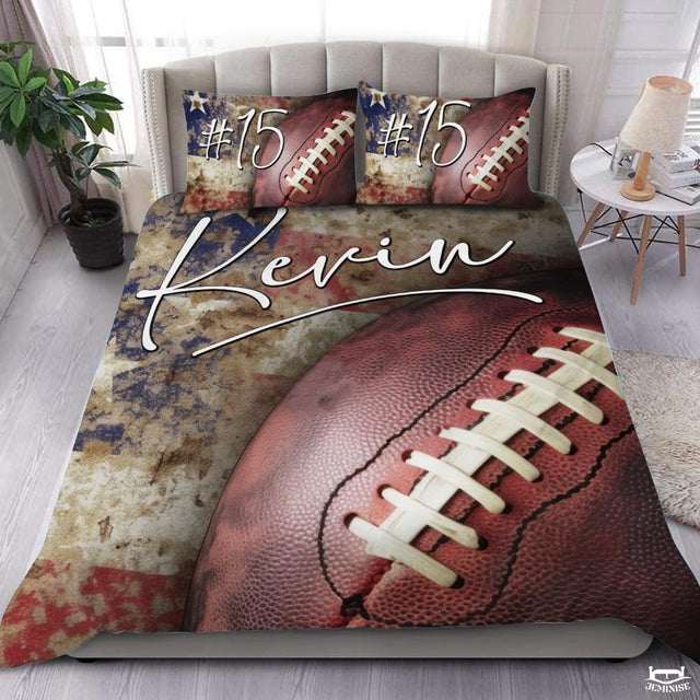 Custom American Football Close Up on Flag Comforter