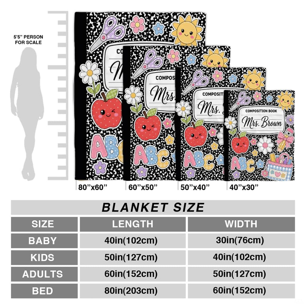 Close-up of decorative bedding artwork showing cute back to school apple and daisies.