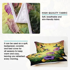 Hummingbird floral bedding detail infographic