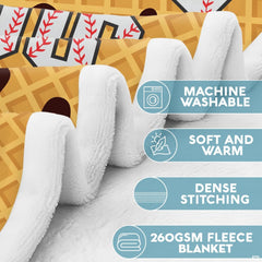Waffle cone pattern with dripping chocolate and baseball-laced varsity lettering, view 3.