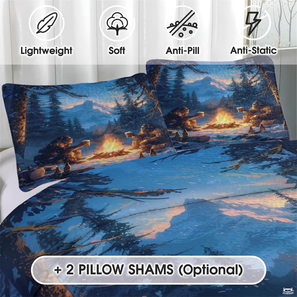 Personalized Bigfoot Campfire Night Forest Quilt Sets