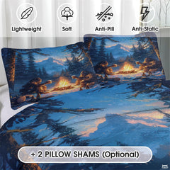 Personalized Bigfoot Campfire Night Forest Quilt Sets