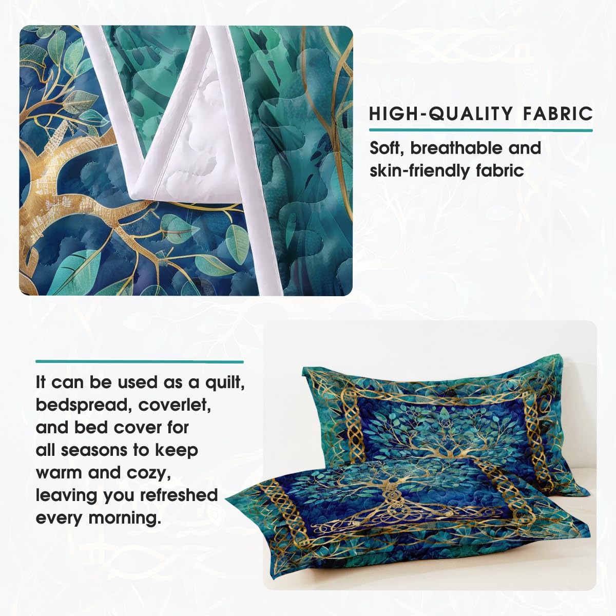 Personalized Yggdrasil Vibrant Gold Quilt Sets, Machine Washable