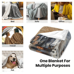 Folded layout showing finished edge hem and detailed equestrian wildlife art printing.